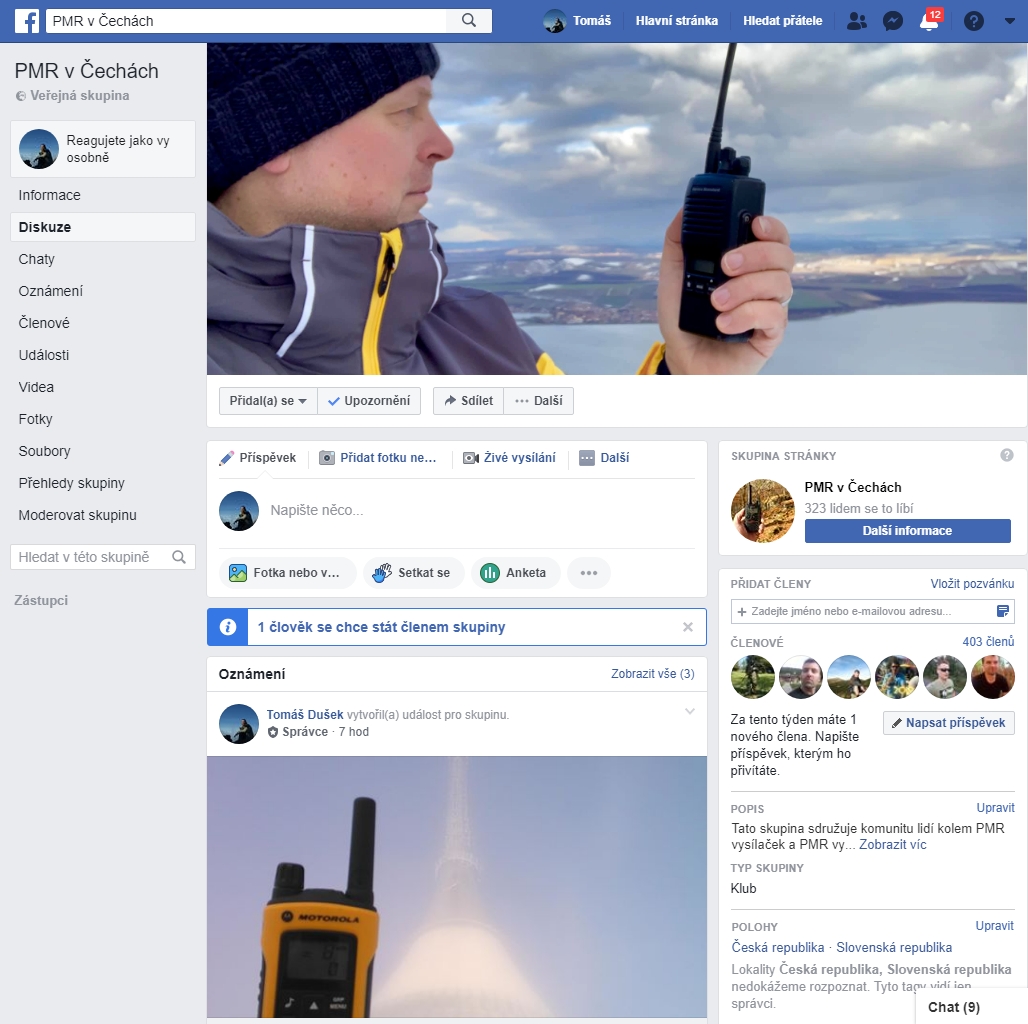 FB skupina PMR v Čechách